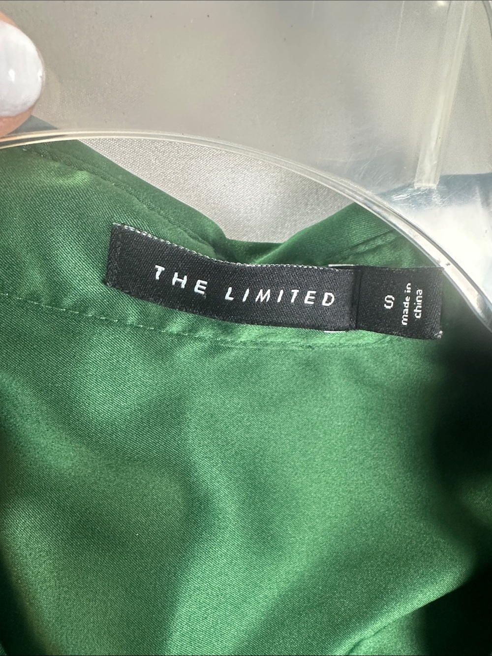 The Limited Satin Green Ruched Button-Down Blouse Small Short Sleeve - Picture 3 of 5
